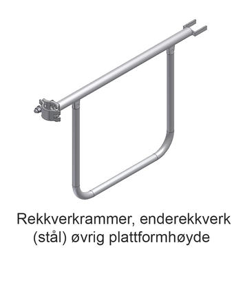Rekkverkrammer, enderekkverk (stål) øvrig plattformhøyde